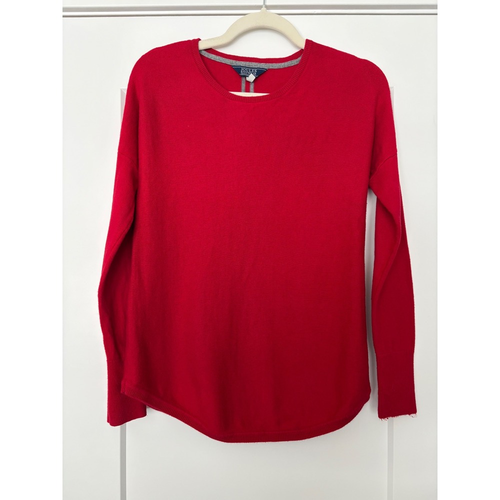 Joules Red‎ Poppy Knitwear Crew Neck Lightweight Soft Natural Fibers Women US 2